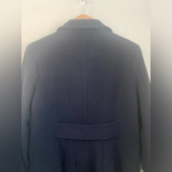 Gorgeous Lands End Navy Trench Coat Wool Blend 4 Pockets Women’s Size 10P - Picture 7 of 15
